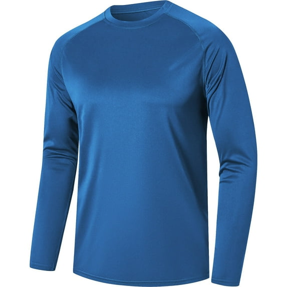 Mens T Shirts Athletic Workout Long Sleeve T-Shirts Quick-Drying Solid Color Casual Pullover Crewneck Stretchy Slim-Fit Fitness Tees Tops