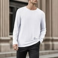 thumbnail image 1 of Mens T-Shirts Autumn Winter Solid Color Round Neck Long Sleeve Loose Casual Tops Tshirts Holiday Wear, 1 of 6