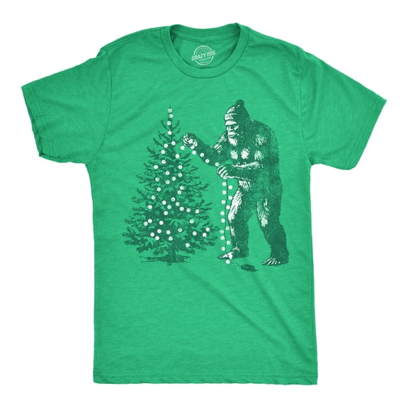 Mens T Shirts Bigfoot Christmas Tree Sasquatch Tee For Men Graphic Tees