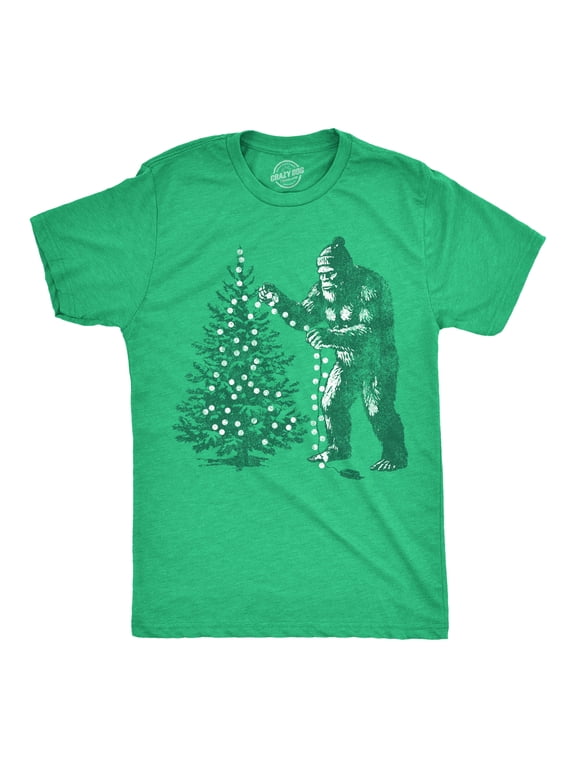 Mens T Shirts Bigfoot Christmas Tree Sasquatch Tee For Men Graphic Tees