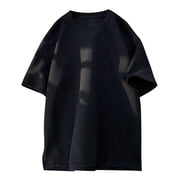 Mens T-Shirts Black 6 Pack with l Mens Summer Loose Fit T Shirts Stylish Round Neck Fashionable Casual Attire Comfortable Streetwear Short Sleeve Tops for Trendy Men