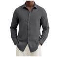 thumbnail image 1 of Mens T Shirts Breathable Blend Button Down Lightweight Long Sleeve Summer Tops,Grey,M, 1 of 3