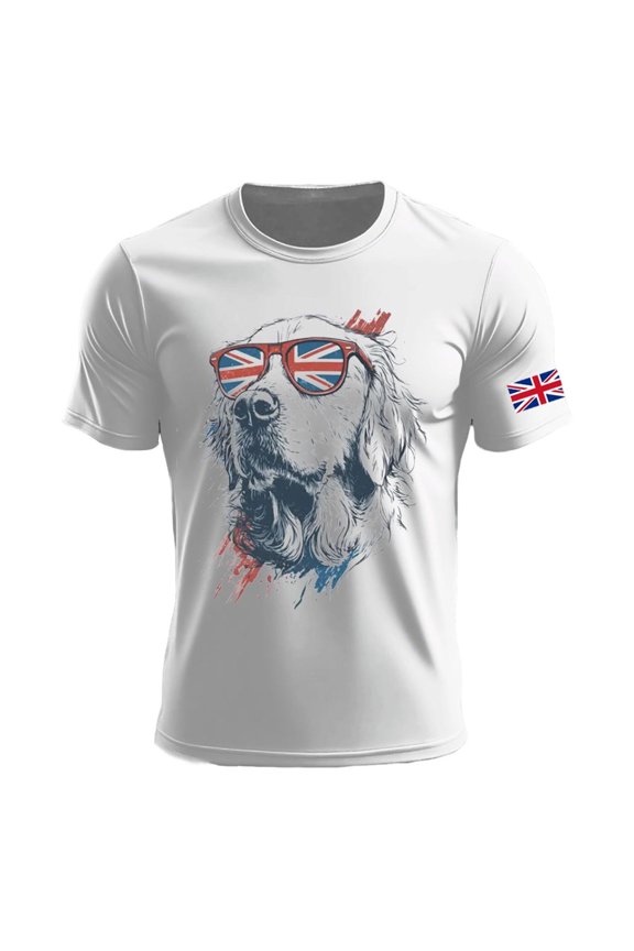 Mens T Shirts British Patriotic Jack Print Short Sleeve Blend Summer Clothes for Men,White,2XL