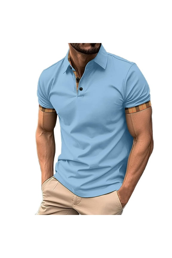Mens T Shirts Button Down Solid Color Short Sleeve Sleeve Summer Clothing