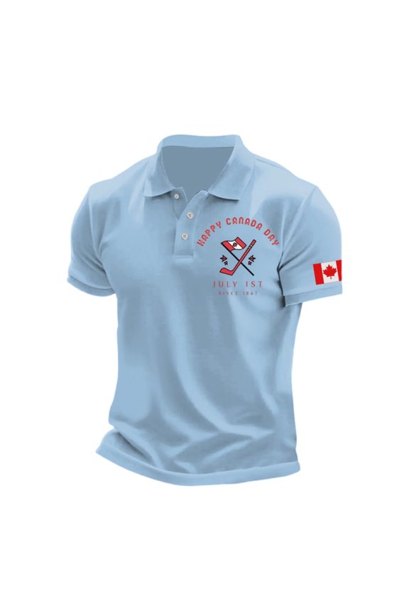 Mens T Shirts Canada Flag Print Slim Short Sleeve Style Short Sleeve Mens Spring Shirt,Sky Blue,L