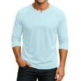 thumbnail image 1 of Mens T Shirts Casual Henley Neck Long Sleeve Button Down Tops Comfortable Loose Fit Solid Color Relaxation Shirts for Men Light Gray M, 1 of 6