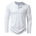 thumbnail image 1 of Mens T Shirts Casual Long Sleeve Solid Color Henleyneck White Men's Athletic Fall Shirts & Tees size XL, 1 of 2