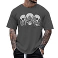 thumbnail image 1 of Mens T Shirts Casual Skull Print Novelty Halloween Short Sleeve Crew Neck Tops Casual Loose Outdoor Activities Mens Shirts Grey XXXL, 1 of 3