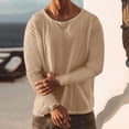 thumbnail image 1 of Mens T-Shirts Casual Solid Color Round Neck Long Sleeve Daily-Wear, 1 of 8