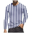 thumbnail image 1 of Mens T Shirts Casual Striped Color Blocked Crew Neck Long Sleeve Tees Stretchy Fall Warm Basic Trendy Men's Shirts Navy XXL, 1 of 4