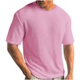 thumbnail image 1 of Mens T-Shirts Casual Summer Textured T-Shirts Lightweight Casual Knit Short Sleeve Crewneck Tops Loose Fit Waffle Knit Pullover Tees, 1 of 4