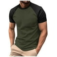 thumbnail image 1 of Mens T Shirts Color Blocked Twill Business Sport Raglan Sleeve Short Sleeved Green Mens Graphic T-Shirts size XXL, 1 of 8