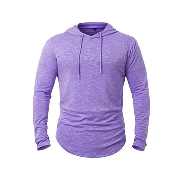 Mens T-Shirts Cool Thin Breathable Solid Color Hooded Long Sleeve Cotton Men Undershirts T Shirts Activewear
