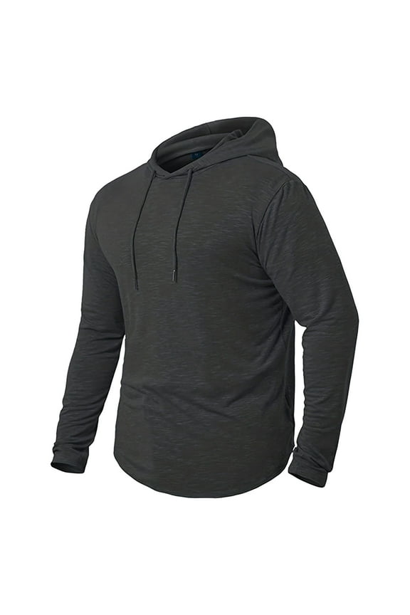 Mens T-Shirts Cool Thin Breathable Solid Color Hooded Long Sleeve Cotton Men Undershirts Tshirts Outwear
