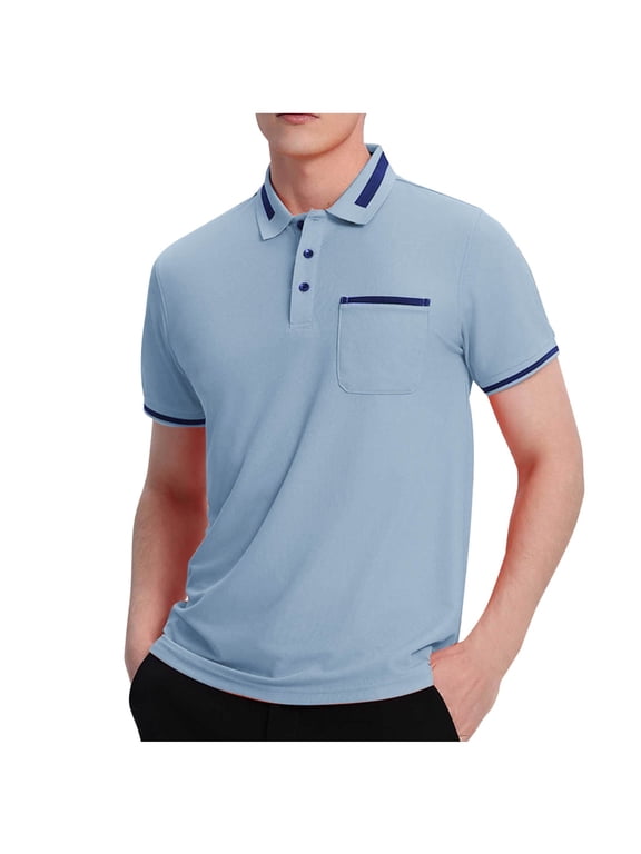 Mens T-Shirts Cotton,Men Shirt Slim Fit Short Sleeve Cotton Golf Shirt Solid Performance Casual T-Shirts