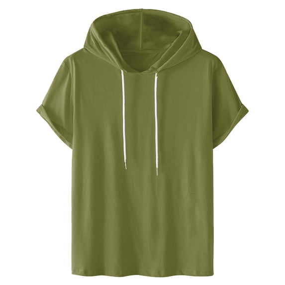 Mens T-Shirts Cotton,Short Sleeve Hoodies for Men Gym Workout Tshirt Lightweight Athletic Pullover Plus Size Hooded T Shirt Active Tops