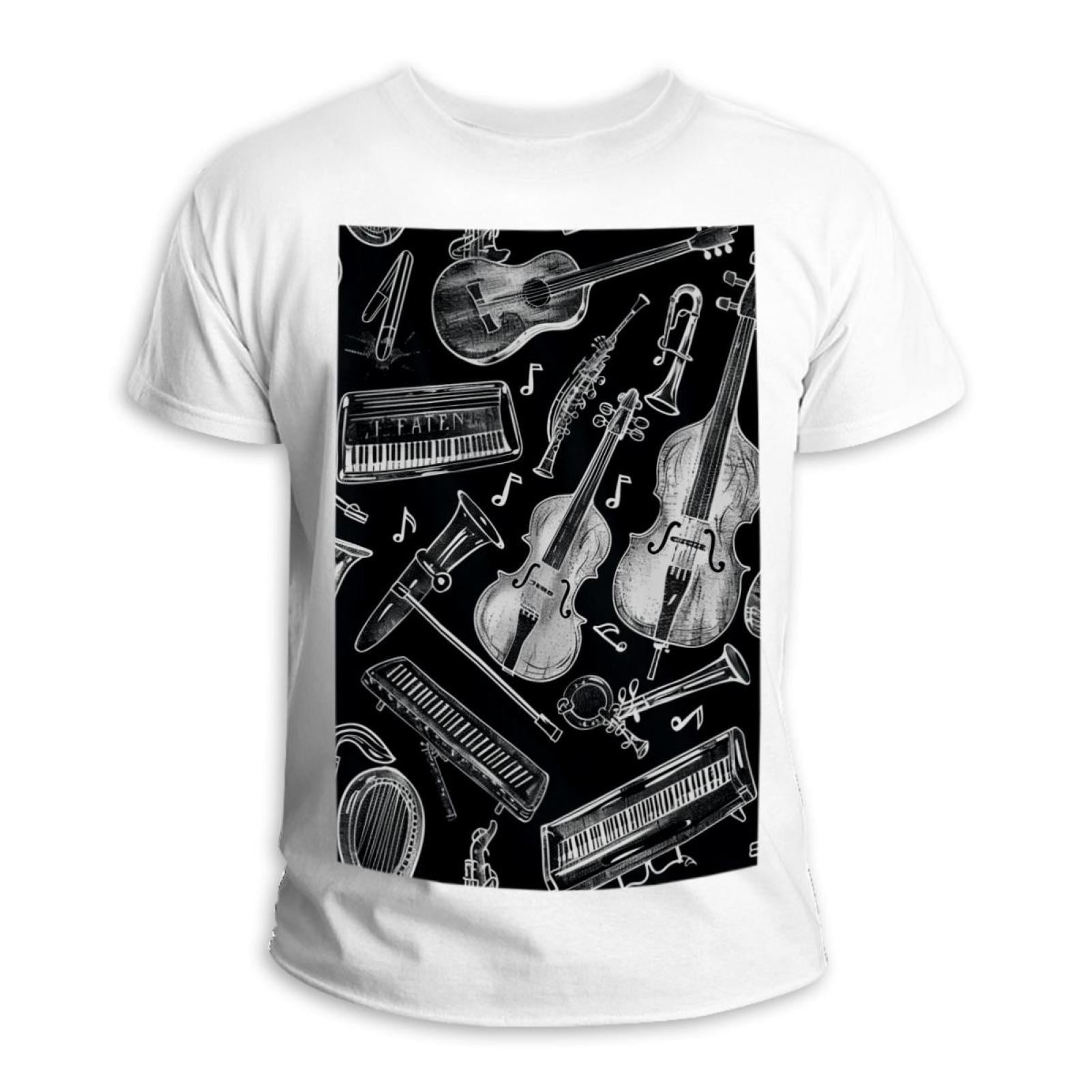 Mens T-Shirts, Cotton T Shirts for Men, Musical Instrument Guitar Piano ...