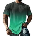 thumbnail image 1 of Mens T-Shirts Crew Neck Gradient Short Sleeve Loose Fit Sports Cotton Summer Streetwear Green M, 1 of 5