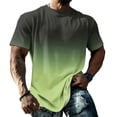 thumbnail image 1 of Mens T-Shirts Crew Neck Gradient Short Sleeve Loose Fit Sports Cotton Summer Streetwear Mint Green XL, 1 of 5