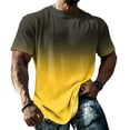 thumbnail image 1 of Mens T-Shirts Crew Neck Gradient Short Sleeve Loose Fit Sports Cotton Summer Streetwear Yellow S, 1 of 5
