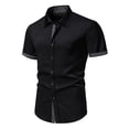 thumbnail image 1 of Mens T-Shirts Dress Solid Short Sleeve Stretch formal Business Casual Button Down Easter Shirts for Boys, 1 of 4