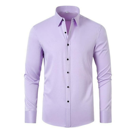 Mens T-Shirts Dress Solid Stretch formal Business Casual Button Down Long Sleeves Easter Shirts for Boys