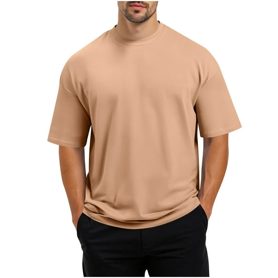 Mens T Shirts Drop Shoulder Crew Neck Short Sleeve Casual Basic Tee Shirt