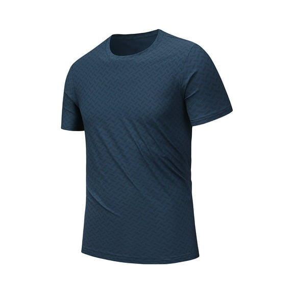 Mens T Shirts Fashion Solid Color Round Neck Blouse /T-shirt Navy,5XL