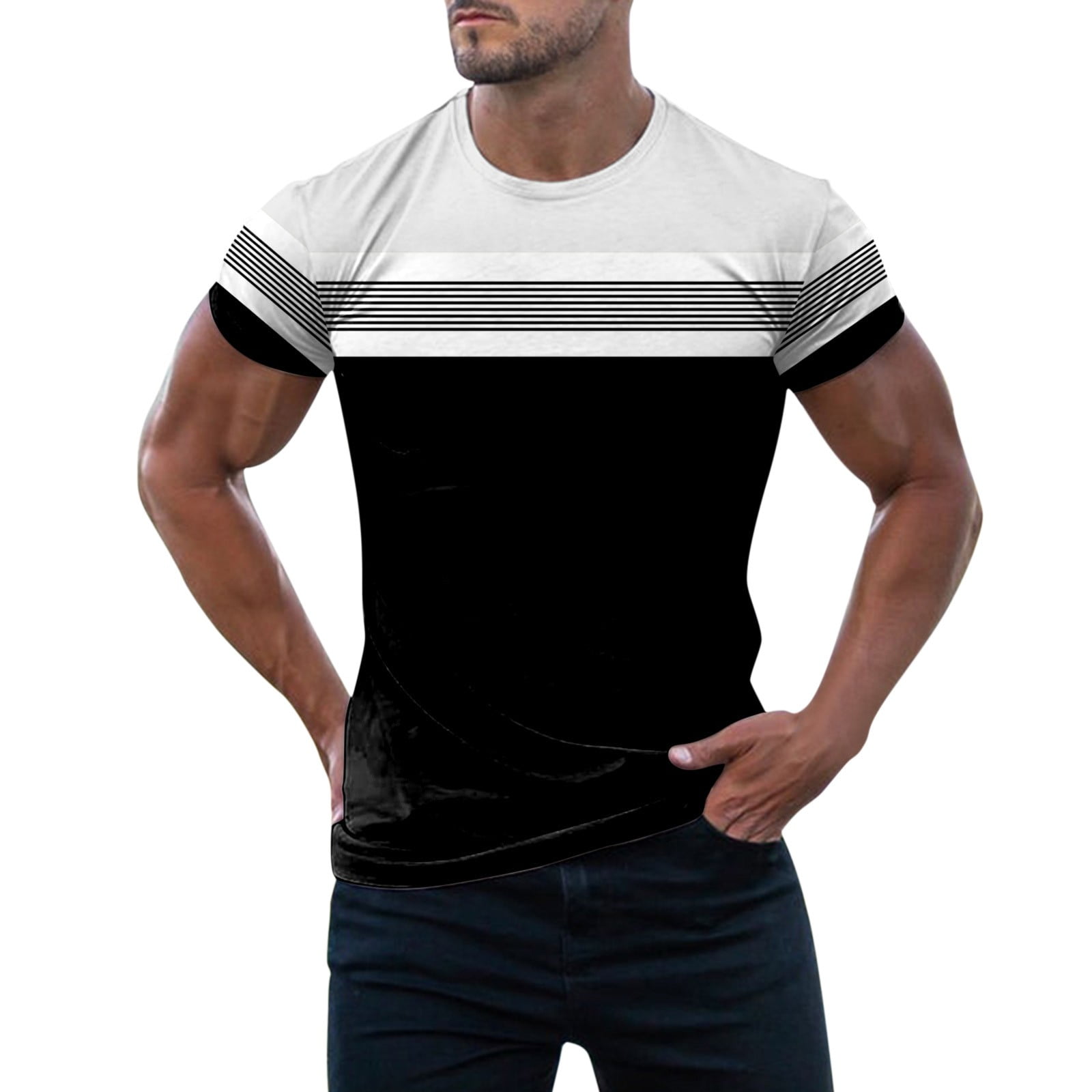 Mens TShirts Fashion T Shirt Short Sleeve Crewneck Muscle Workout