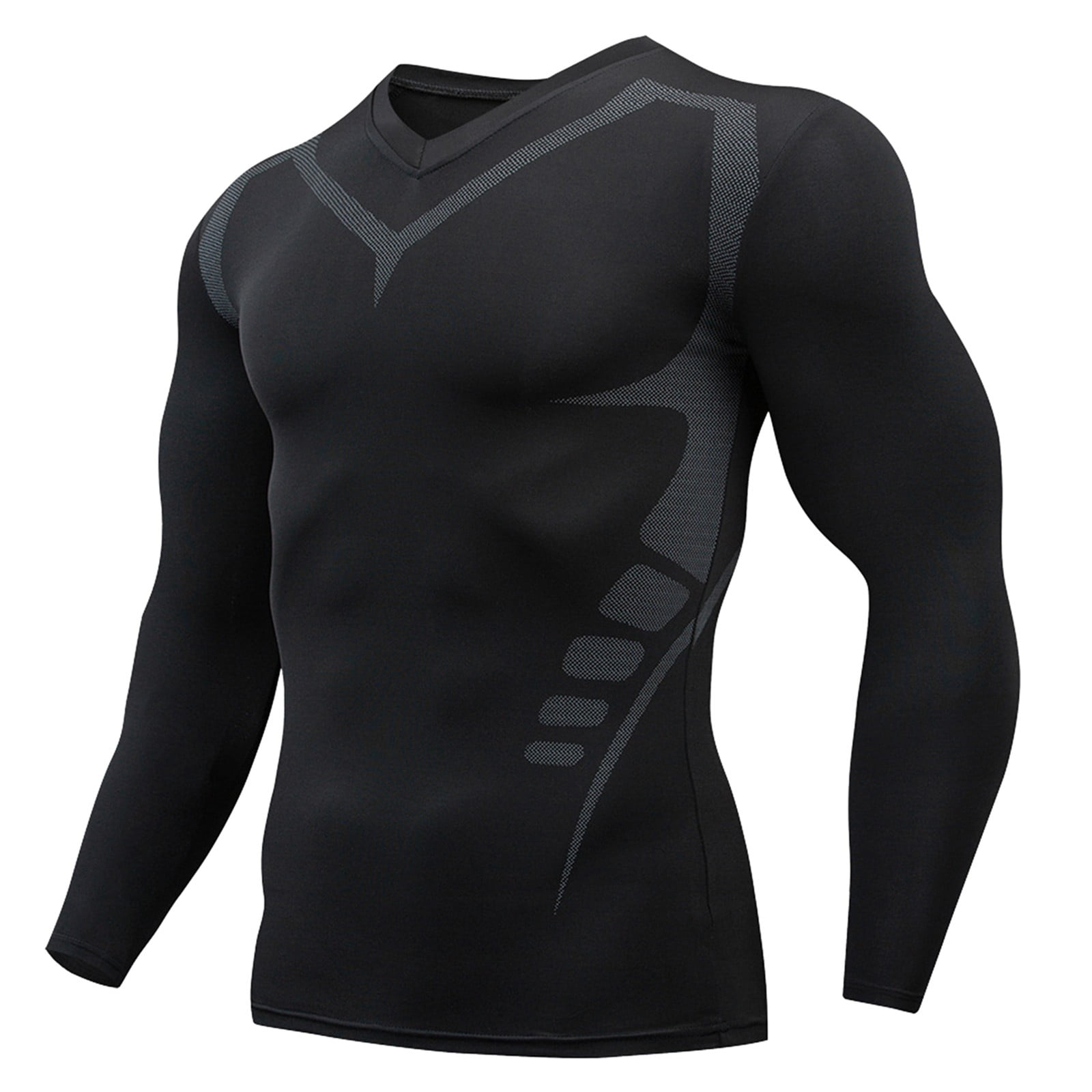 Mens Oversized T-Shirt Quick Dry Sport Tight Fit Long Sleeve GYM