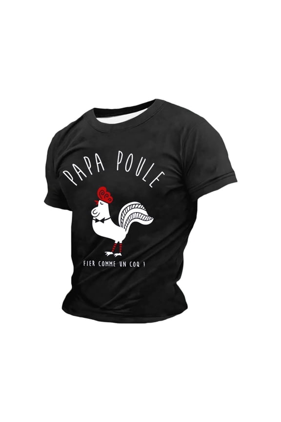 Mens T Shirts French Flag Theme Outddoor Round Neck Beach Vacation Clothes for Men,Black,XS