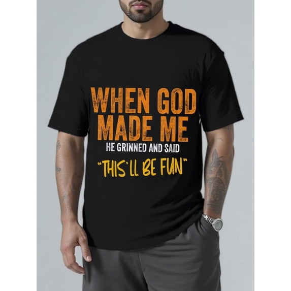 Mens T-Shirts, Funny Short Sleeve, Printed Crew Neck, Fashion Daily