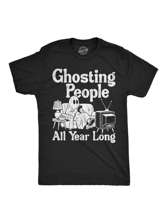 Mens T Shirts Ghosting People All Year Long Halloween Tee For Men Graphic Tees