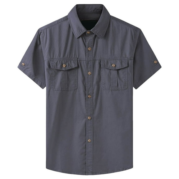 Mens T Shirts Golf Cargo Short Sleeves Retro Wearable Loose Mens Work Clothing,Grey,2XL