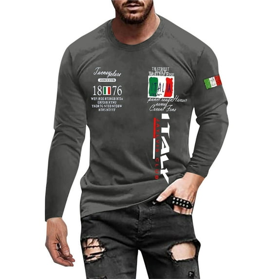 Mens T Shirts Golf Stylish Long Sleeve Slim Fit Printed Versatile Mens Work Clothing,Grey,XL
