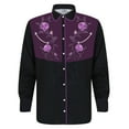 thumbnail image 1 of Mens T Shirts Golf Western Denim 3D Printed Lapel Button Long Sleeve Floral Mens Workout Shirts,Purple,M, 1 of 4