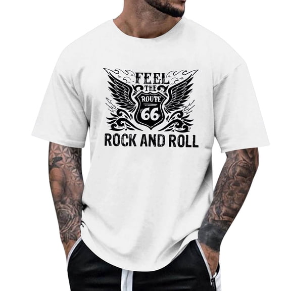 Mens T Shirts Graphic Letter Print Lightweight Comfortable Loose Crew Neck Casual Soft Top Shirt 2026 Spring Summer Fall Blouses Pullover Outfits White XXL