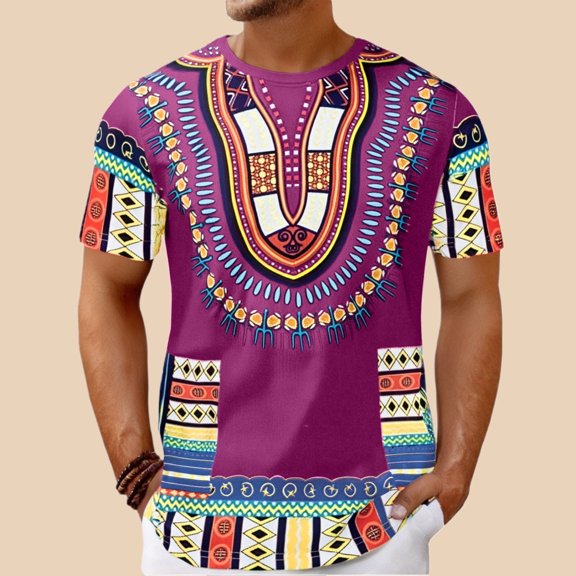 Mens T Shirts Graphic Pattern Print Casual Loose Crew Neck Short Sleeve T Shirt Comfortable Spring Summer Fall Basic Blouses Vacation Clothes Purple M