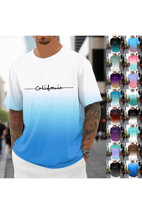 Mens T Shirts Graphic Soft Loose Fit Round Neck Going Out Tees Clothes Summer Short Sleeve Tee Shirts for Men
