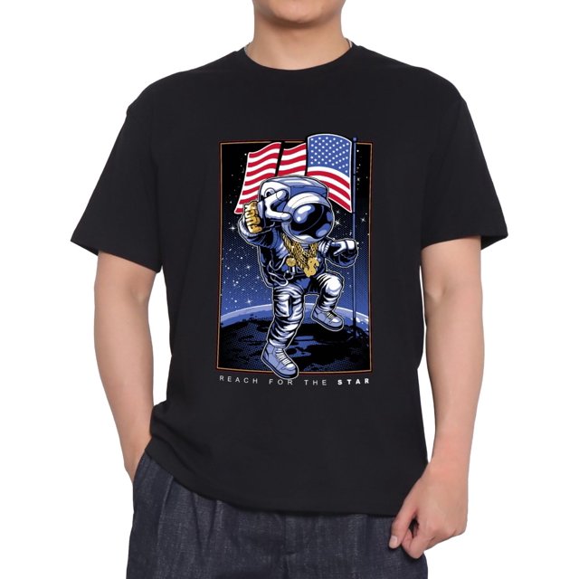 Mens TShirts Graphic Tees Graphic Tees for Men Black Tshirt Astronaut