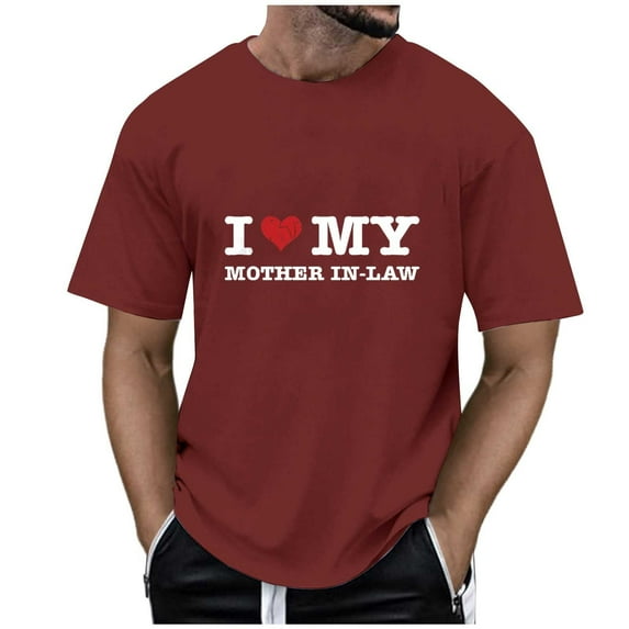 Mens T-Shirts Graphic Tees Summer Mother's Day I Love My Mother In Law Round Neck Short Sleeve Casual Breathable T Shirt