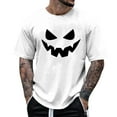 thumbnail image 1 of Mens T Shirts Halloween Theme Expression Printed Solid Color Short Sleeve Crew Neck Tops Comfortable Loose Casual Mens Shirts White XXL, 1 of 4