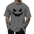 thumbnail image 1 of Mens T Shirts Halloween Theme Expression Printed Solid Color Short Sleeve Crew Neck Tops Comfortable Loose Casual Shirts For Men Dark Gray XL, 1 of 4