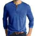 thumbnail image 1 of Mens T-Shirts Henley Shirts for Men Long Sleeve Pocket Buttons Neck Slim Fit Shirts for Men, 1 of 5