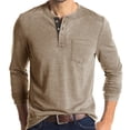 thumbnail image 1 of Mens T-Shirts Henley Shirts for Men Long Sleeve Pocket Buttons Neck Slim Fit Shirts for Men, 1 of 5