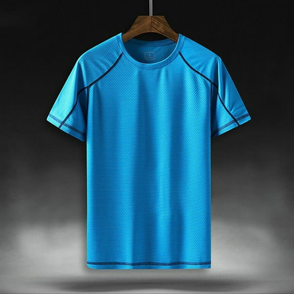 Mens T-Shirts Ice Silk Solid Color Quick Drying Round Neck Short Sleeve Loose Tops Tshirts Outwear