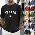 thumbnail image 1 of Mens T Shirts Italian Flag Letter Print Short Sleeve Crewneck Tee Shirts Summer Casual Lightweight Top Army Green L, 1 of 5