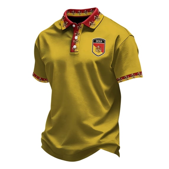 Mens T Shirts Italian Short Sleeve Classic Versatile Beach Essentials for Men,Yellow,2XL