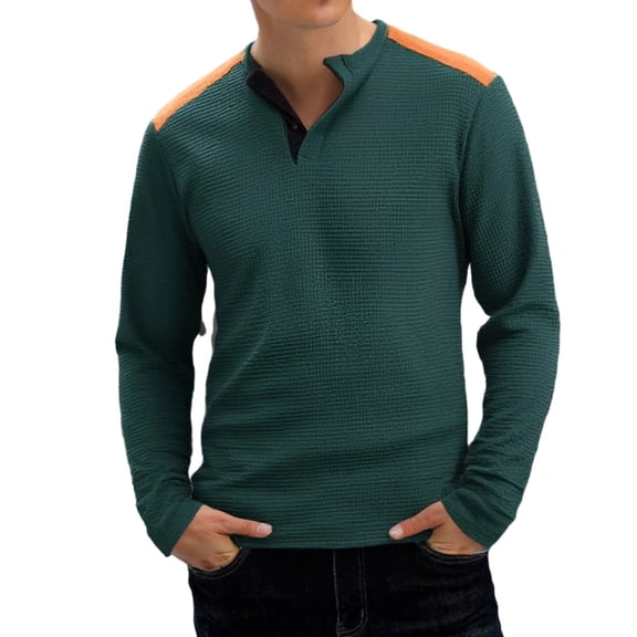 Mens T Shirts Knit Long Sleeve Comfortable Casual Crewneck Crew Neck Top Men Shirts