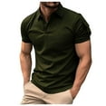 thumbnail image 1 of Mens T Shirts Polo Shirts Lapel Button Down Sports With Arm Pockets Solid Color Short Sleeve Mens Clothing,Green,XL, 1 of 7